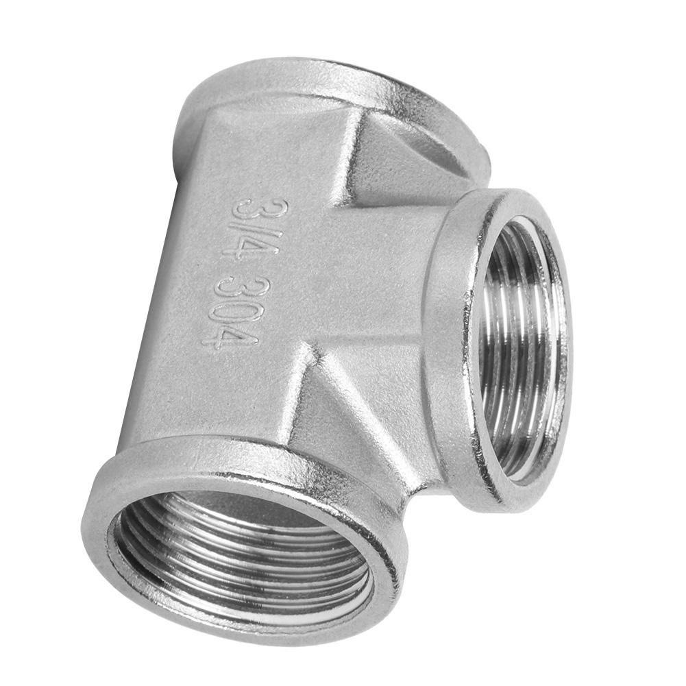 304 Stainless Steel Tee Threaded Pipe Connector for Industrial Pipe Shelf Household Tool