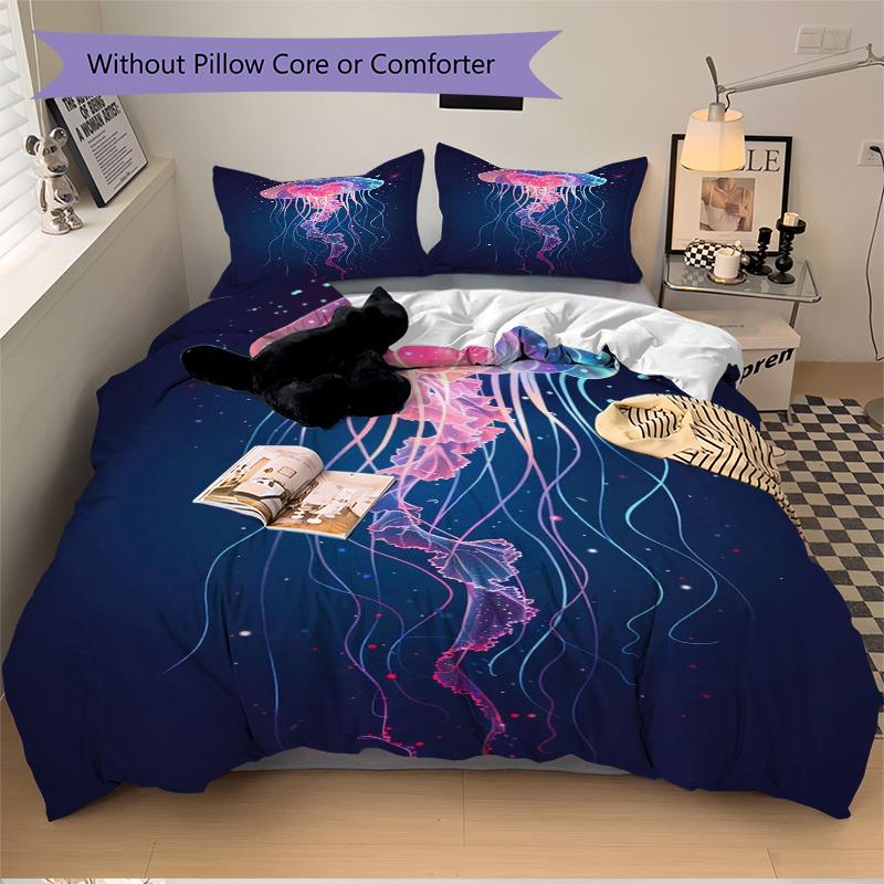 

3 шт. Аниме Медуза Комплект постельного белья - Включает один пододеяльник и две наволочки (Нет ядра) - Идеально для декора спальни и гостевой комнаты, F 135x200cm