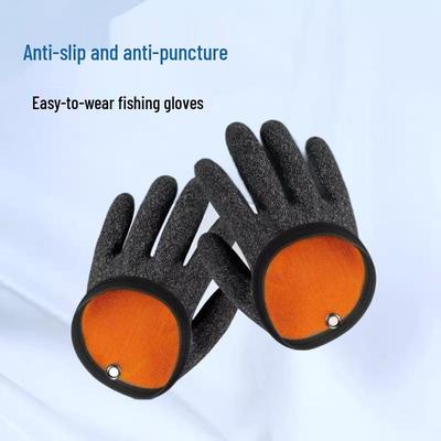Rutschfeste, durchstichfeste, wasserdichte Angelhandschuhe - Antihaft-Latexgriff zum Hantieren mit Ködern und Fischen