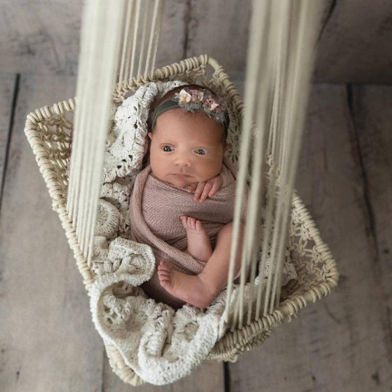 1pc 30cm*25cm*40cm Baby's 100 Day Photo Props Baby's Full Moon Photo Accessories Lace Hammock Photography Props White Cotton