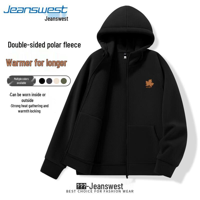 

Jeanswest Men s Maple Leaf Print Fleece Hooded Jacket L