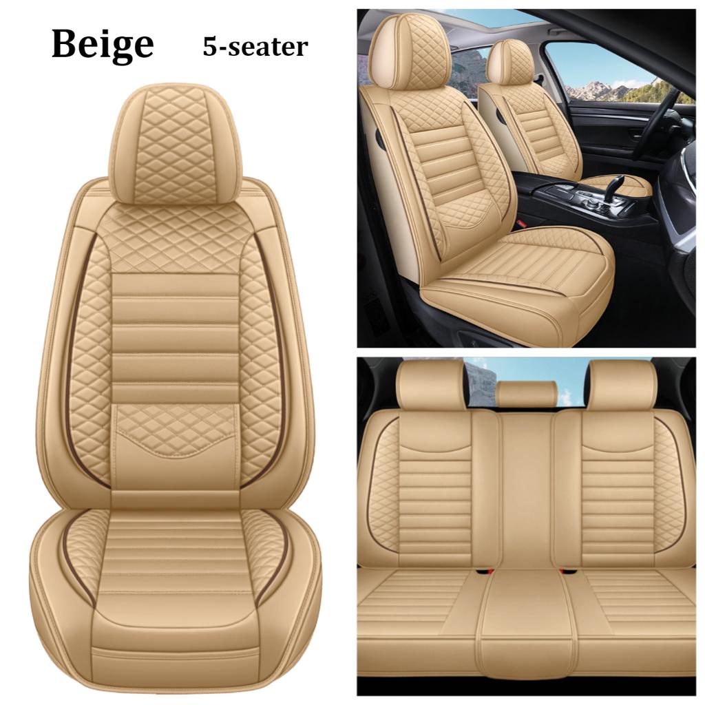 Lyxigt PU-läderöverdrag för bilsätet, 3D-vingar och fast svankstöd - Mjukt, bekvämt och hållbart, lämpligt för de flesta bilar