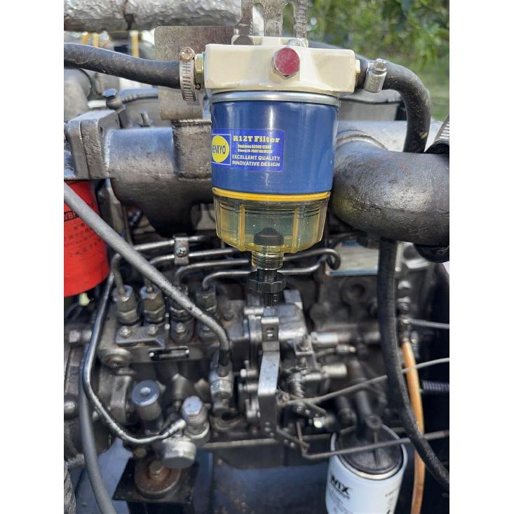 R12T Fuel Filter/Water Separator Replaces Racor S3240 120AT R12T NPT ZG1/4-19 Fit 3/8" Hose Outboard Motors For Gasoline And Diesel.With 3/8" Fuel