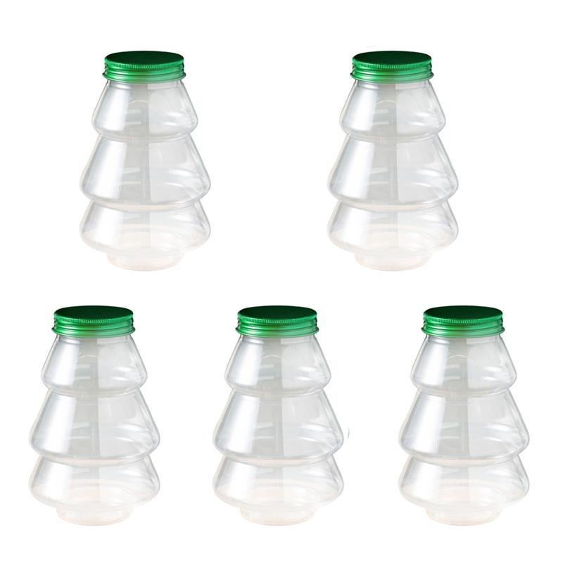 Christmas Candy Biscuits Bottle Christmas Tree Milk Tea Bottle Candy Cookie Snack Chocolate Storage Jar Box Food Container