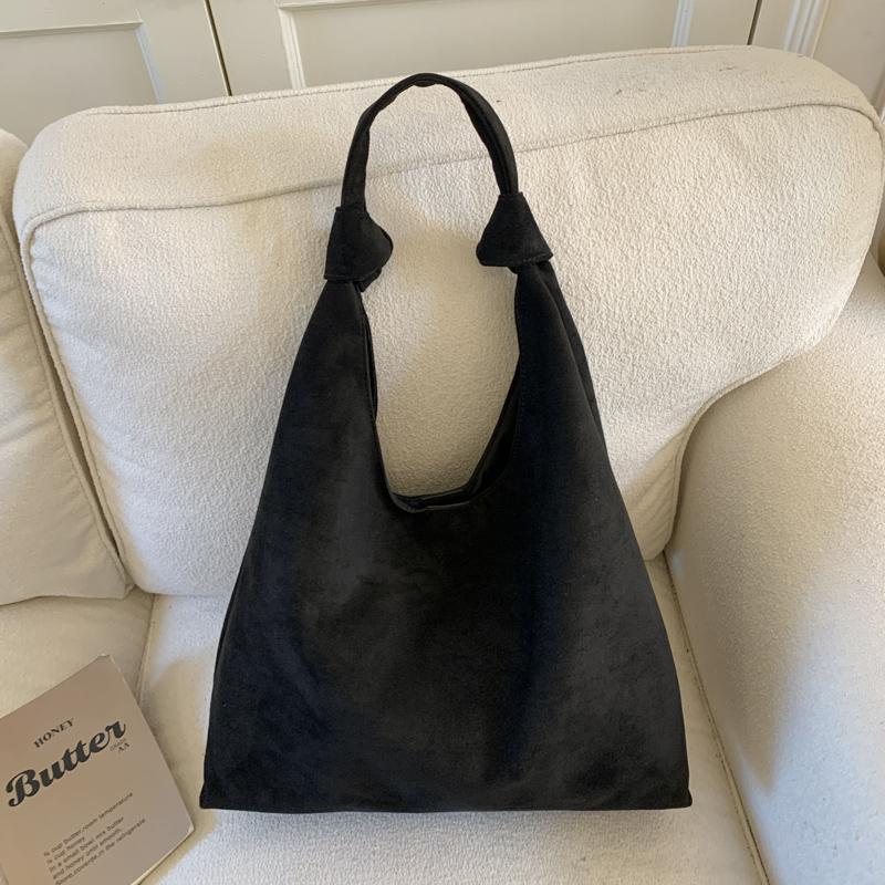 Soft Suede Hobo Bag with Knotted Handle Large Capacity Fashion Shoulder Bag