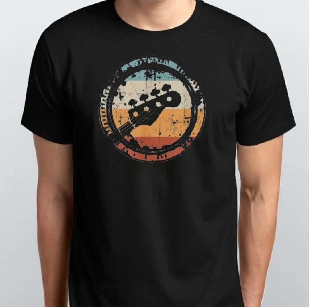 Vintage Bass Guitar Headstock For Bassist T-SHIRT S M L XL XXL 3 4 XL Black XXL