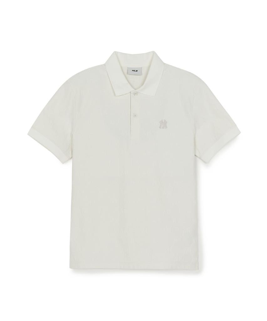 Emelbi Diamond Monogram Jacquard Collar T-Shirt Ny (Ivory)