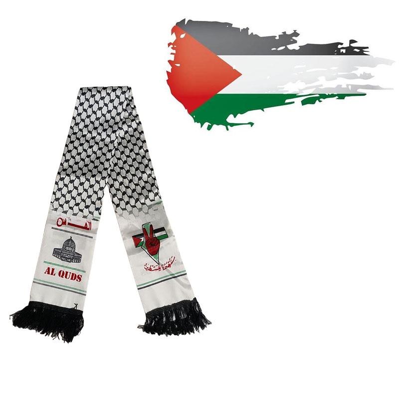 Palestine Flag Scarf Double-layered Polyester Fabric 14*130cm Multicolor