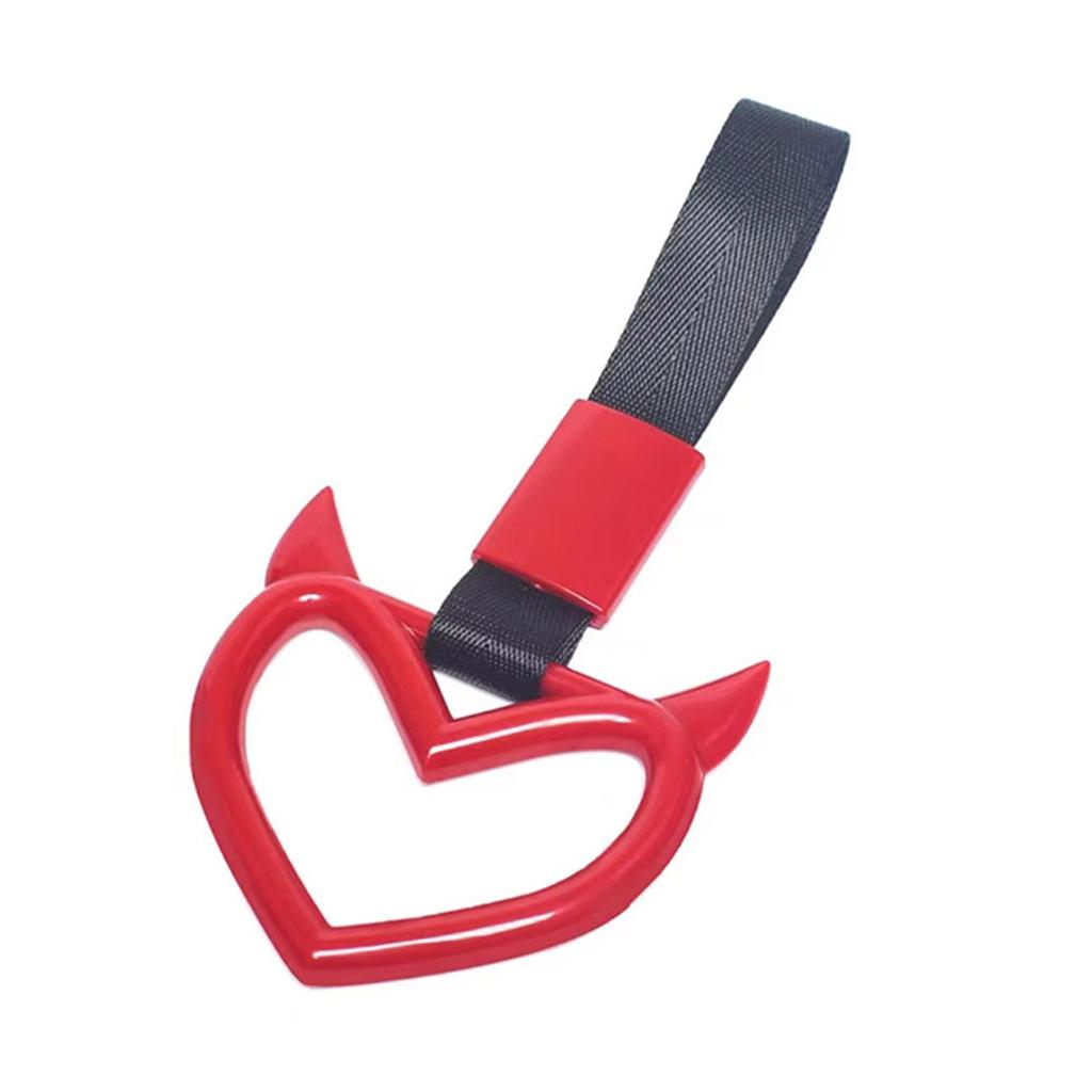 Car Handle Devil Heart Hanging Ring Hand Strap Train Bus Handle Bumper Warning Ring Auto Interior Decorative Accessories