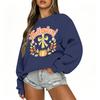 Women's Casual Long Sleeve Christmas Print Round Neck Top for Holiday Festive Wear