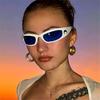 New Moon Rectangular Sunglasses for Women Man Vintage Outdoor Hip Hop Punk Sun Glasses UV400 Trend Female