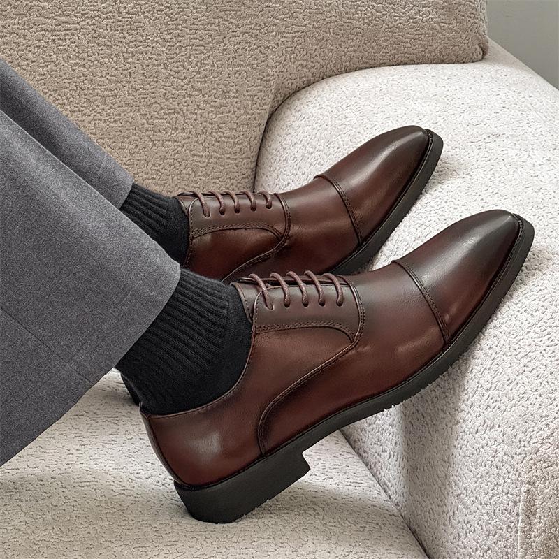 Men'S Classic Retro Oxfords Shoes Lace-Up Mens Business Dress Office Leather Shoes Men Fashion Wedding Party Flats New Arrive