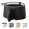 Men Boxer Underwear Elastic Mid-rise Tight Cut High Elasticity Shorts Briefs Solid Color Separated Elephant Nose Breathable Panties