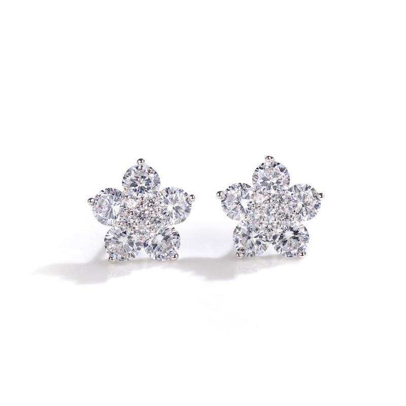 

Bague Ringen, серьги-гвоздики из стерлингового серебра 925 пробы с муассанитом, 1,2 карата, 6 камней, цветочные женские серьги для вечеринки, помолвки, ювелирные украшения 2 x1 carat белый