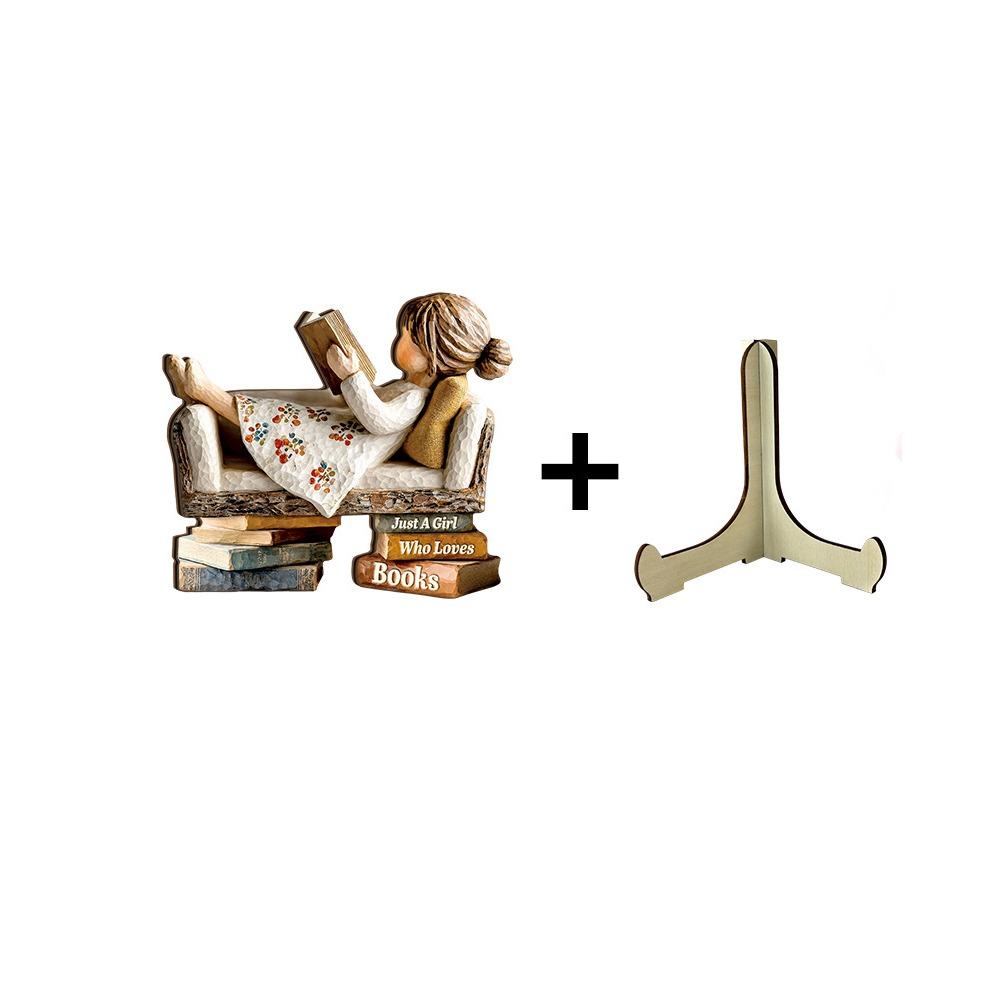 with Stand Book Lovers Statues Reading Tabletop Sign Living Room Bookcase