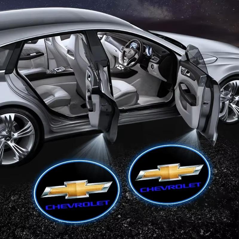 2Pcs Car Door Projector Lamps Car LED Welcome Light Car Accessories For Chevrolet Spark Silverado Trailblazer Captiva Lacetti