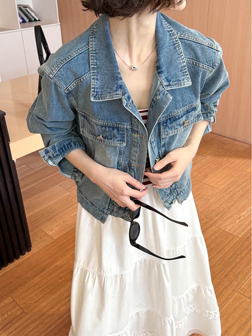 

Куртка свободного кроя из весеннего потертого денима в стиле ретро Juzhi One Size