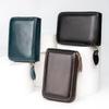 Jiameida Men's Retro Leather Key and Coin Bag with Zipper - Large Capacity Card Holder