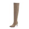 Cowboy Pile Boots Pointed Stiletto Boots Women's 2025 New Suede Super Long Tall Knee Khaki Boots