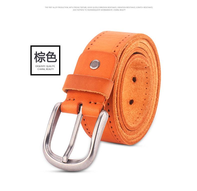 Manufacturer Direct Sales Top Layer Cowhide Men's Genuine Leather Belt Amazon Hot Item Washed Casual Retro Needle Buckle Belt