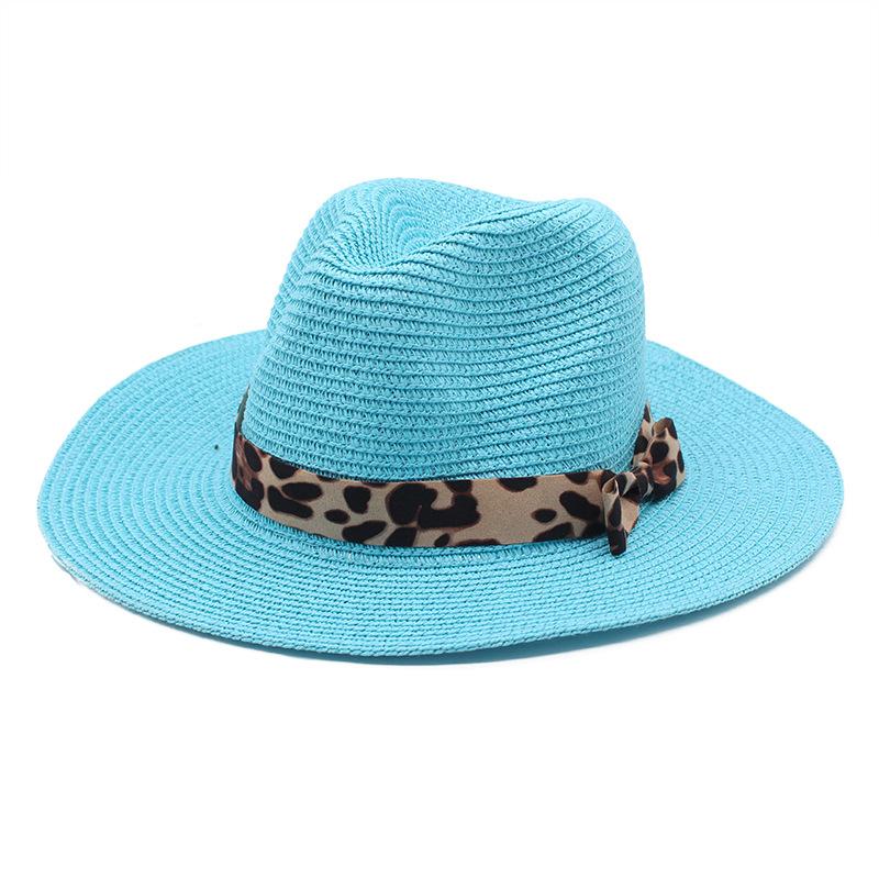 Spring/Summer Panama Hat Yellow Belt Accessories Straw Top Hat Beach Breathable Casual Jazz Hat Straw Hat