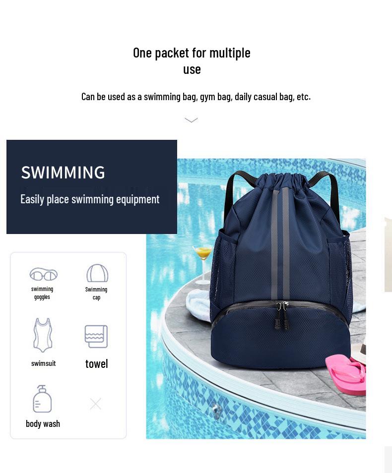 Sports Backpack for Men & Women: Wet/Dry Separation, Fitness Drawstring, Basketball & Swimming Bag