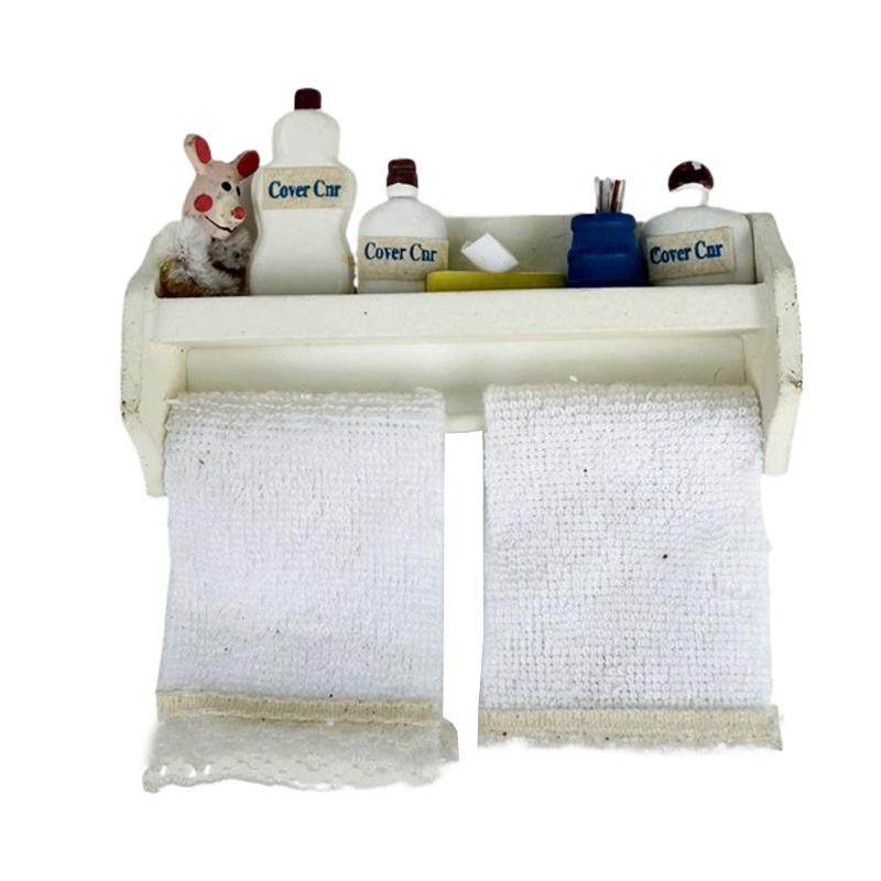 

1 комплект миниатюрной мебели для кукольного домика, вешалка для полотенец, набор для ванной комнаты 1:12 сцен модель принадлежности для макияжа мини косметика полка