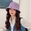Korean-style bear fisherman hat for women, summer casual outdoor embroidered cartoon bucket hat, makes the face look smaller, sun protection sun hat