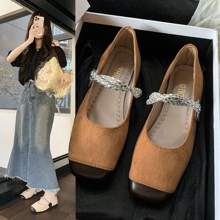 Xiaoxiangfeng Korean Version Temperament Mary Jane Shoes Women's Shoes Spring and Summer French Retro Soft-soled Single Shoes Black Shoes Loafers