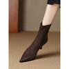 High-heeled short boots, thin-heeled new design, pointed thin boots, fleece elastic boots, spring and autumn single boots