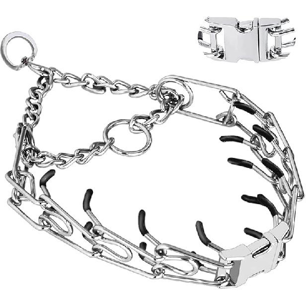 Prong Collar for Dogs, Adjustable Size Dog Training Collar, Dog Pinch No Pull Collar with Quick Release Buckle for Small Medium Large Dogs(Packed S(13-18  Neck, 2.25mm)