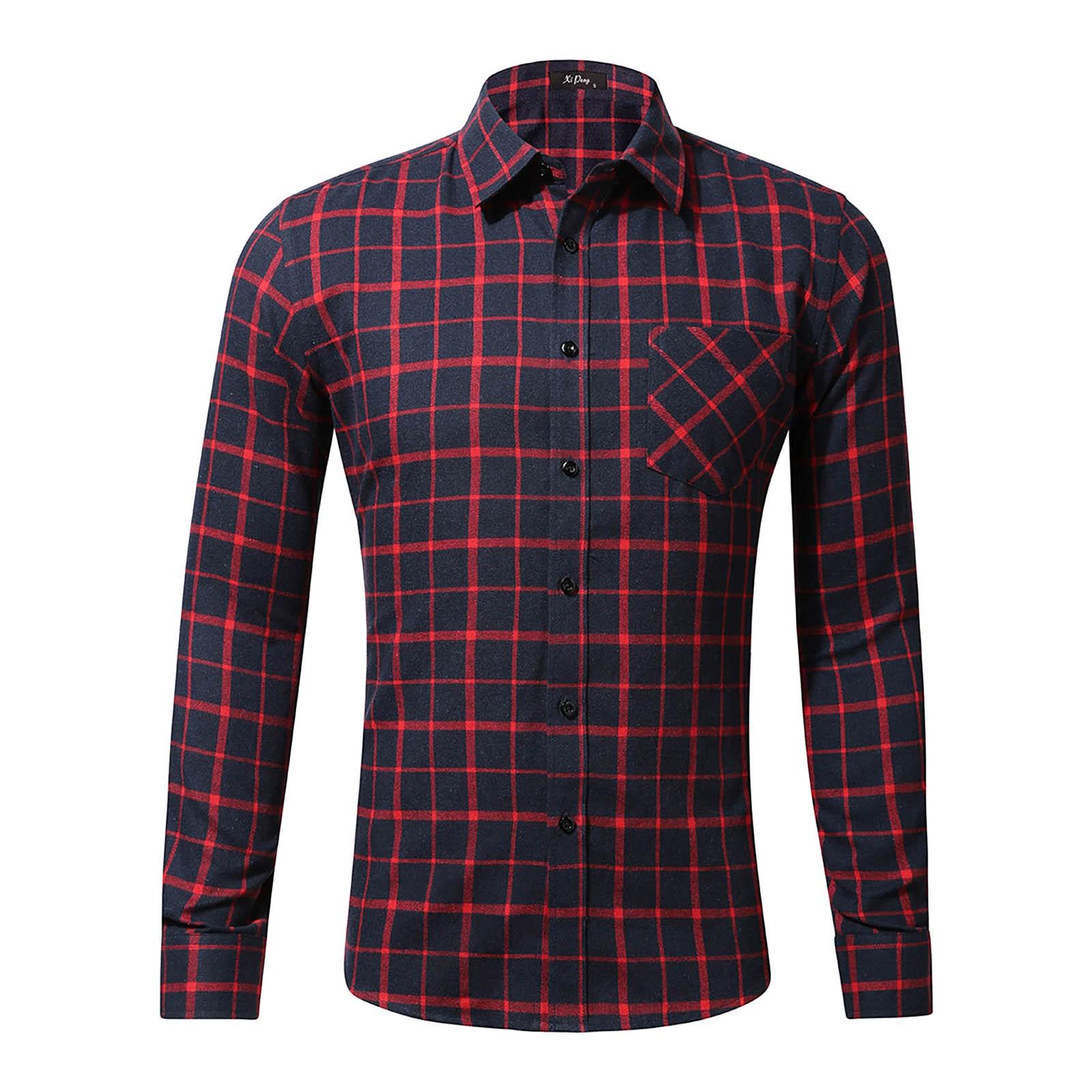 

Мужская фланелевая клетчатая рубашка с длинным рукавом, повседневное свободное вечернее платье, красивая рубашка с длинным рукавом L винный