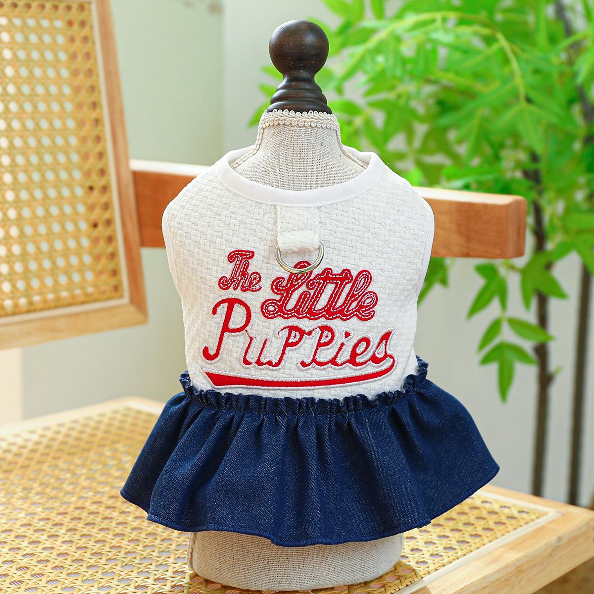 

Pet circle dog cat clothes pocket skirt collection denim flower medium and small dog small red flower strap dress xl - approx. 7-9kg