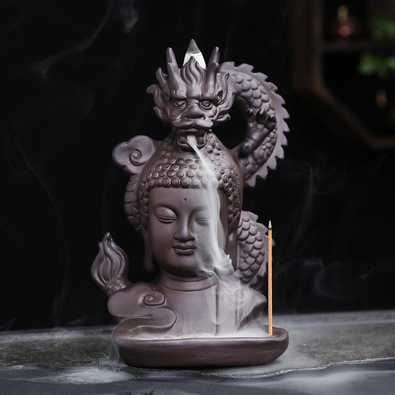 Creative Dragon Tathagata Backflow Incense Burner - Sandalwood & Agarwood Aromatherapy, Indoor Home Decor.