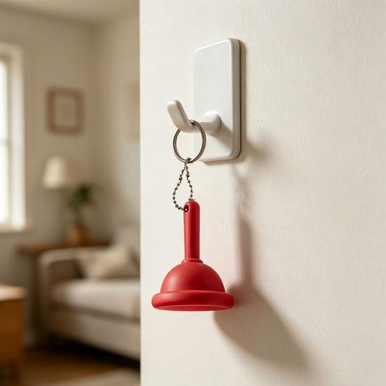 Plunger Shaped Clicker Fidget Keychain, 3D Printed Decompression Toy, Novelty Stress Relief Sensory Toy for Kids Adults