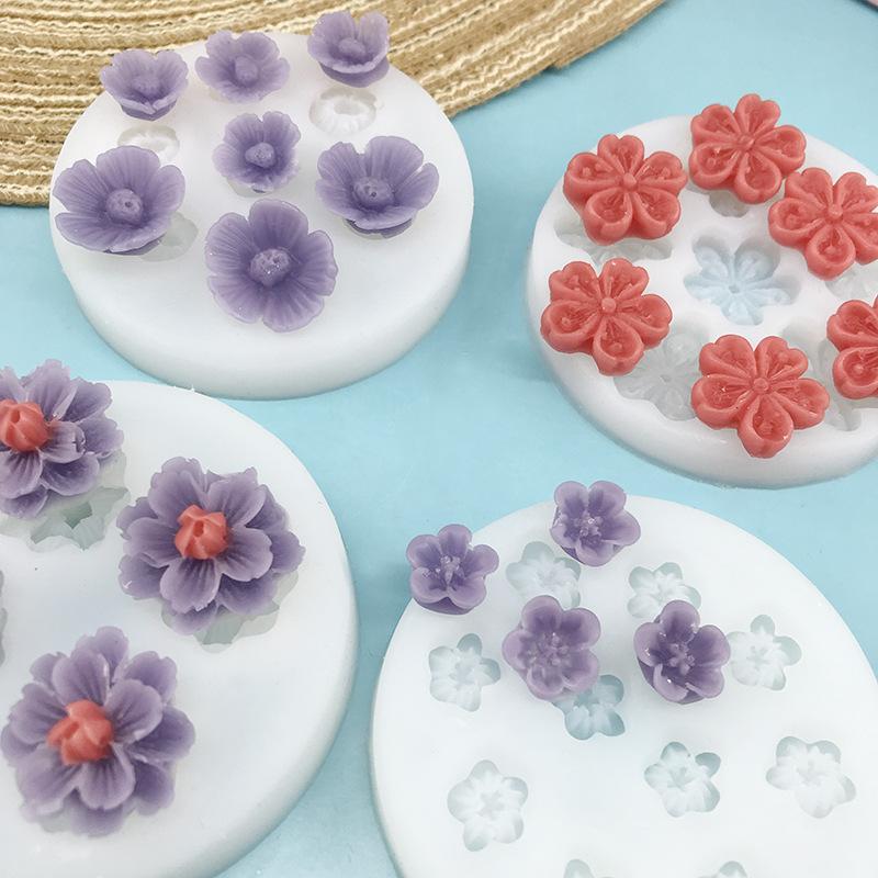 Cherry Blossom Peach Blossom Flower Silicone Mold Diy Handmade Fondant Cake Baking Chocolate Sugar Cake Tool Resin Clay Making