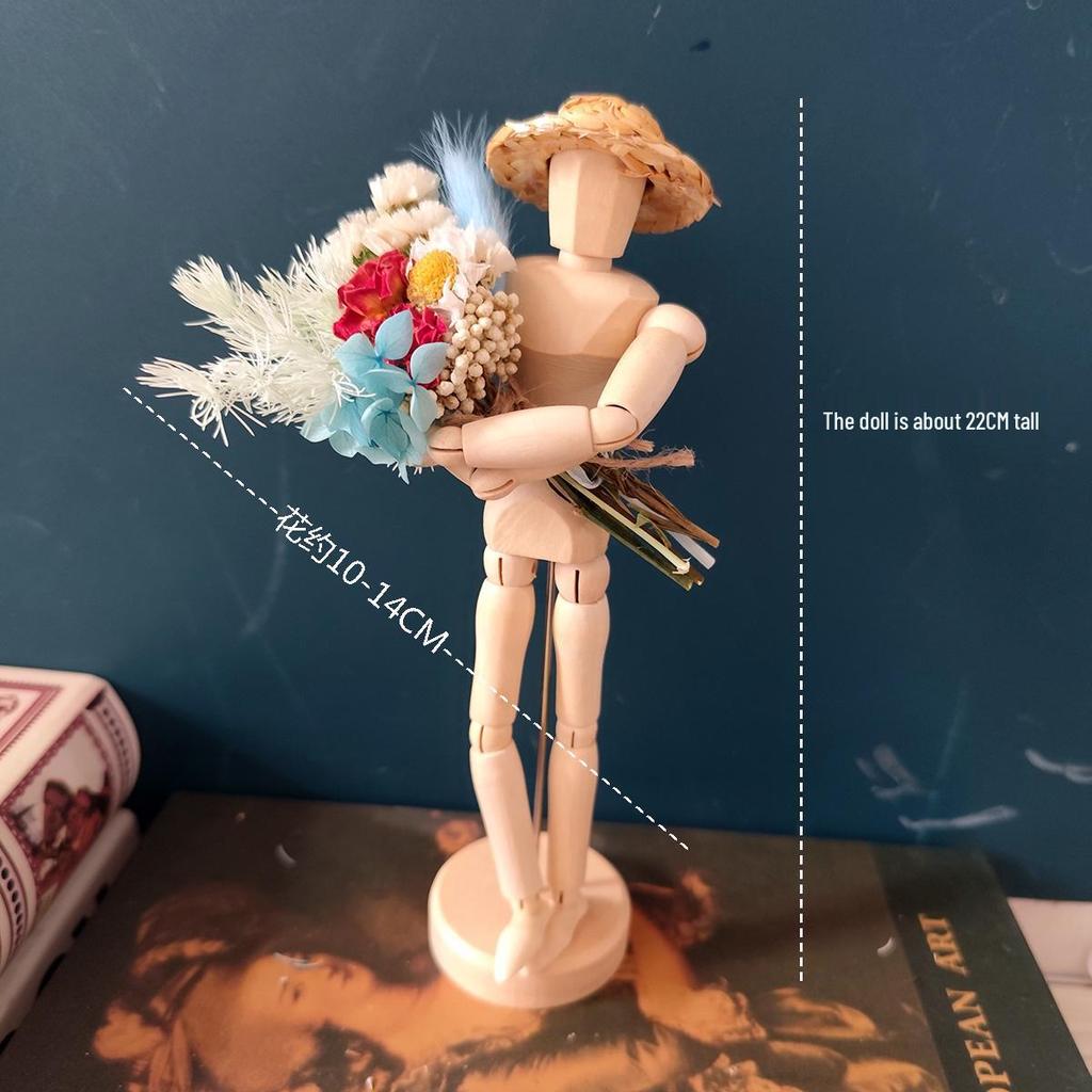 Jointed Wooden Puppet Doll: Handcrafted Human Body Ornament & Decompression Gadget.