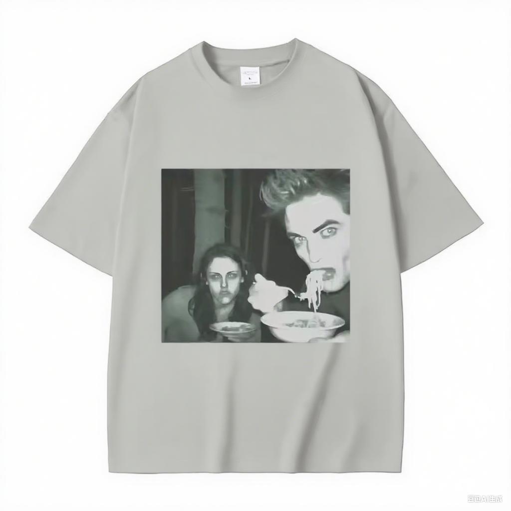 Movie Collection Twilight Bella and Edward Cullen Haikyuu Men's and Women's Short Sleeve Crew Neck Print Pullover T-Shirt