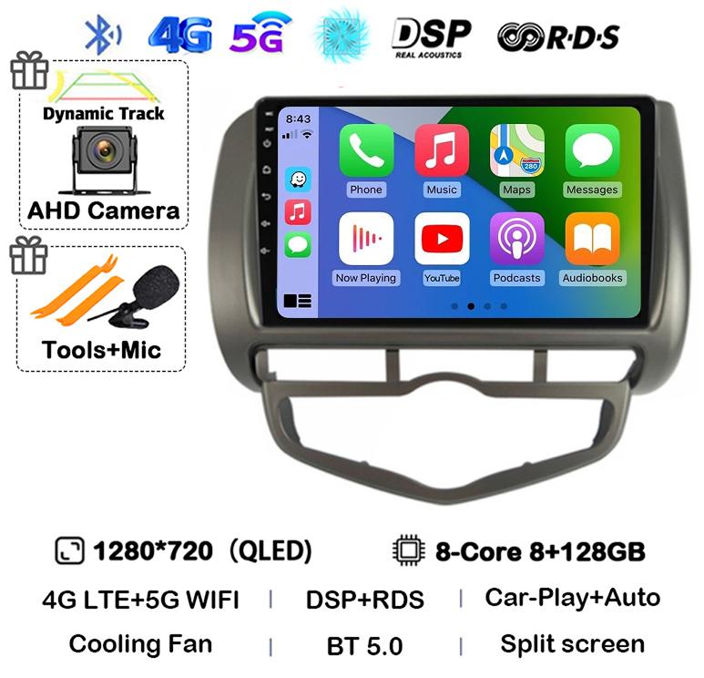 Android 14 Auto Carplay WIFI+4G For HONDA JAZZ City 2002 - 2007 HD 2 Din Car Radio Multimedia Video Player Stereo GPS 360 Camera