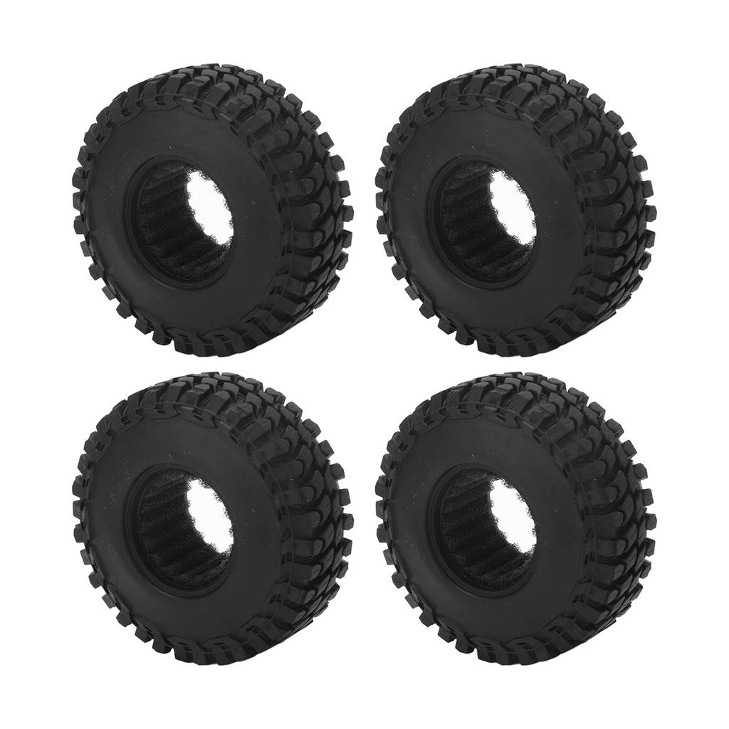 4 Pcs RC Tires Rubber Black Strong Cushioning Remote Control Car Tires with Anti Slip Nuts for Axial SCX24 1 24 RC Car