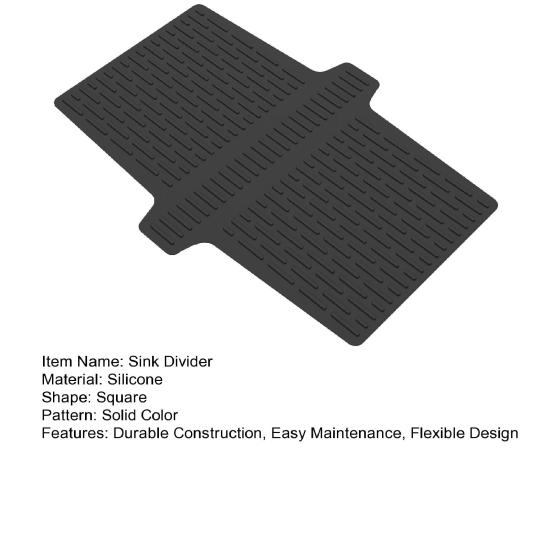 Silicone Sink Saddle Mat Protector Kitchen Bathroom Divider Mat Flexible Odorless Dishwasher Safe Non-slip Sink Divider Mat