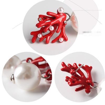 Coral Shape Stud Earrings Temperament Ear Studs All Match for Holiday Party