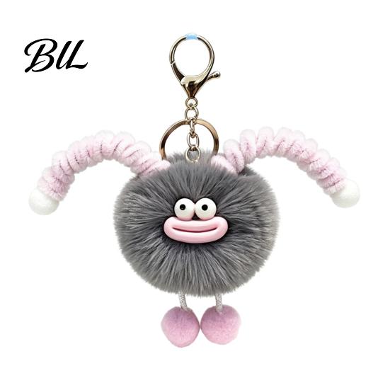 Sausage Mouth Ball with Spring Tentacle Creature Plush Keychain, Cartoon Fuzzy Keyring Pendant, Keychain Decorative for Handbags Purses Backpacks