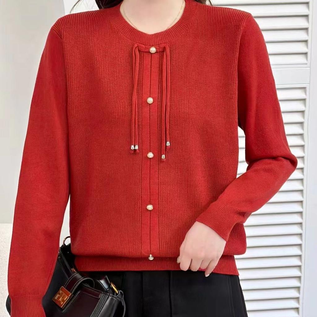Mom Sweater Autumn/Winter Chinese Knitted Bottom Middle Aged and Elderly Loose Knitted Sweater Top