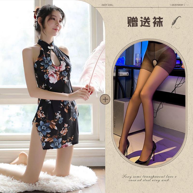 Sex underwear emotional perspective high-end cheongsam nightclub tight short skirt uniform temptation suit classical cheongsam