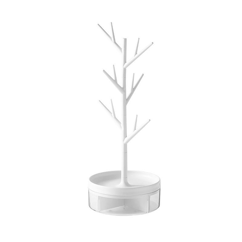 

Rotating Jewelry Holder: Transparent Desktop Ornament Box with Branch Design for Necklaces and Earrings. Single Piece