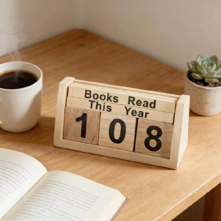 Book Counter Decorative Piece With Number Cubes Books Read This Year Trackers for Reading Goal Display Readers Gift