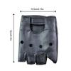 1 Pair Unisex Black Synthetic Leather Fingerless Gloves Solid Female Half Finger For Women Men Punk Motor Cycling Gloves