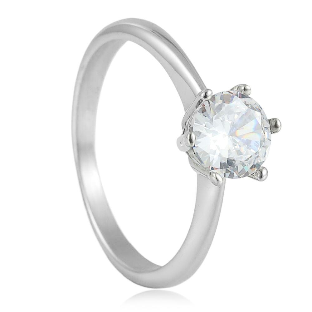 2026 Six-claw Flash Diamond Ring, Korean Version of Simple Fashion Inlaid Zircon Ring for Women 5 серебряный