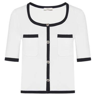 Women's Vintage U-Neck Knit Short Sleeve Top